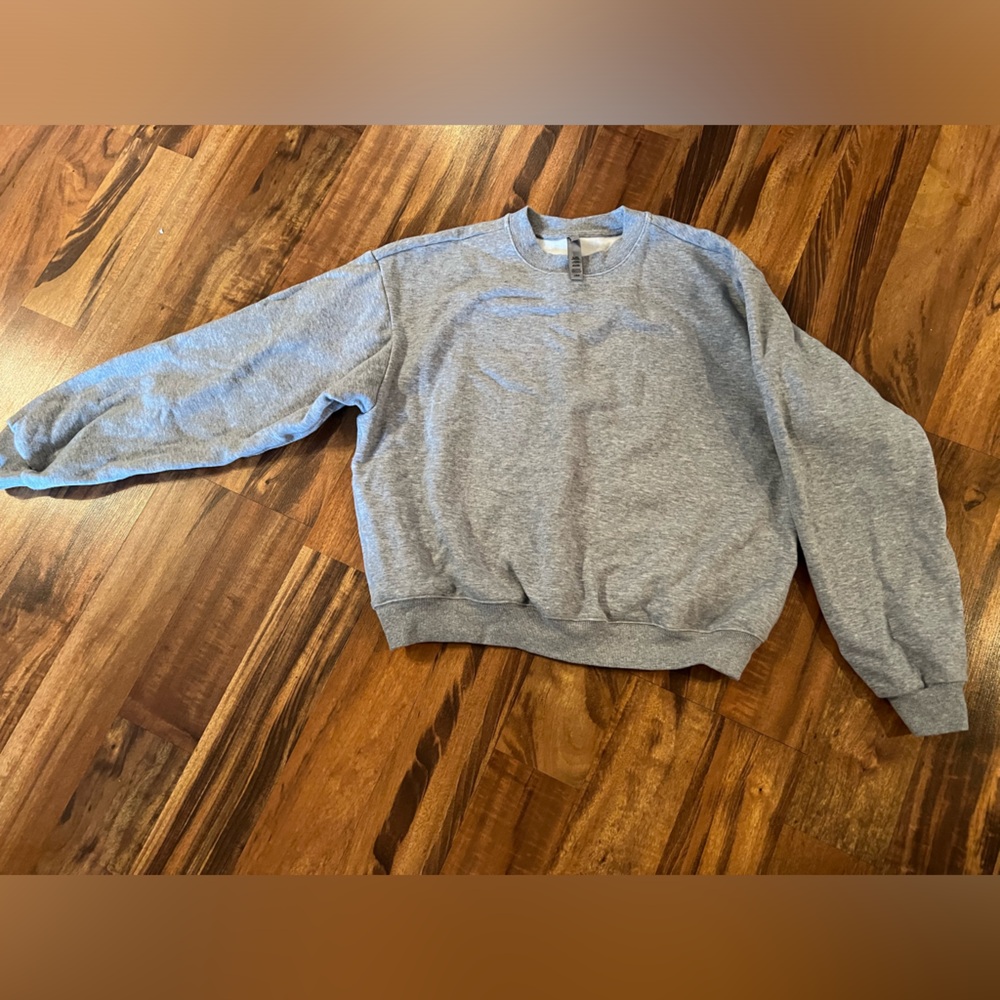 Skims cotton fleece classic crew neck in light Heather gray size L